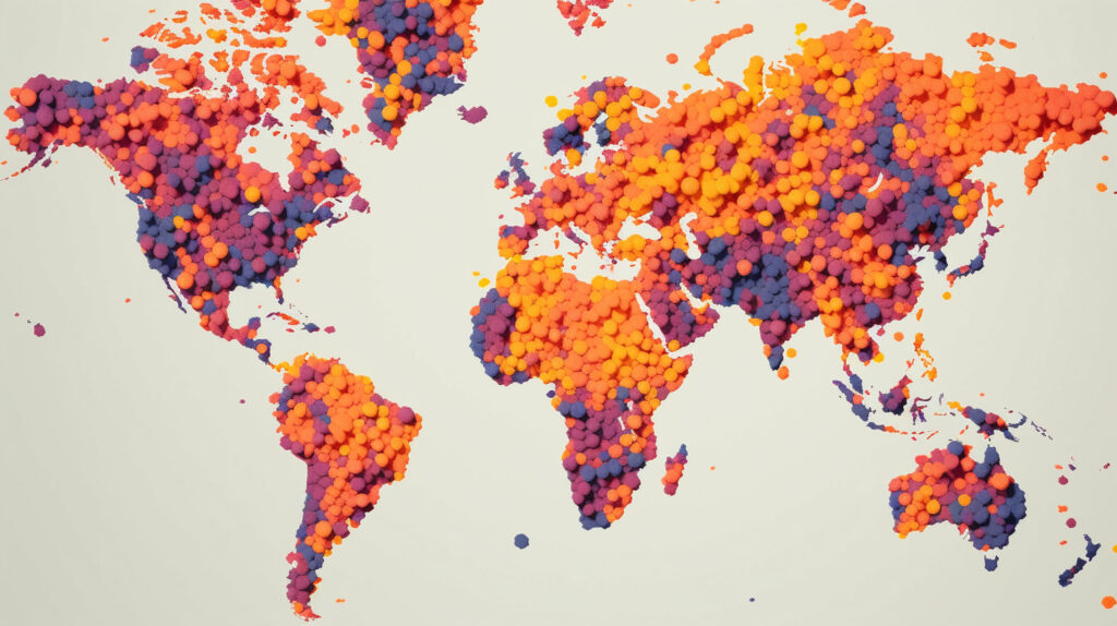 Photo of colorful global map showcasing air pollution across-countries